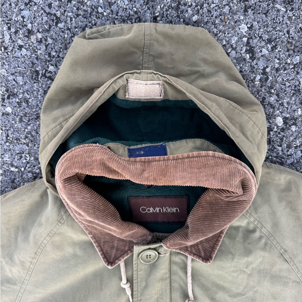 Vintage Calvin Klein Hunting Field Jacket Corduroy Collar Hooded Mens Size 40 XL - Picture 7 of 16